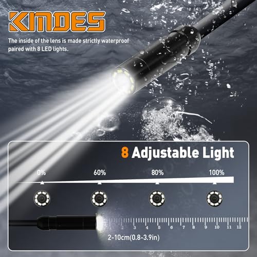 16.4FT Semi-Rigid Cord 1080P HD Industrial Borescope Camera with 8 LED Lights X424
