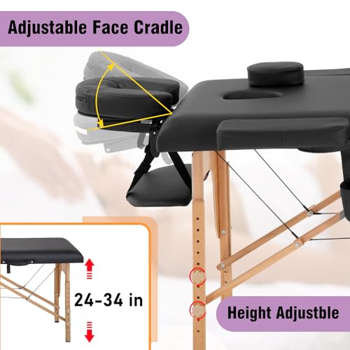 Portable Massage Table 28 inch Wide Height Adjustable Folding Spa Table with Non-Woven Bag L633503