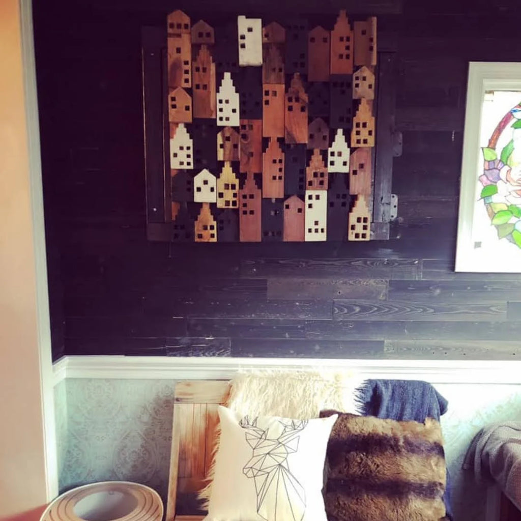 Peel and Stick Reclaimed Black Ice Wood Planks Z954370
