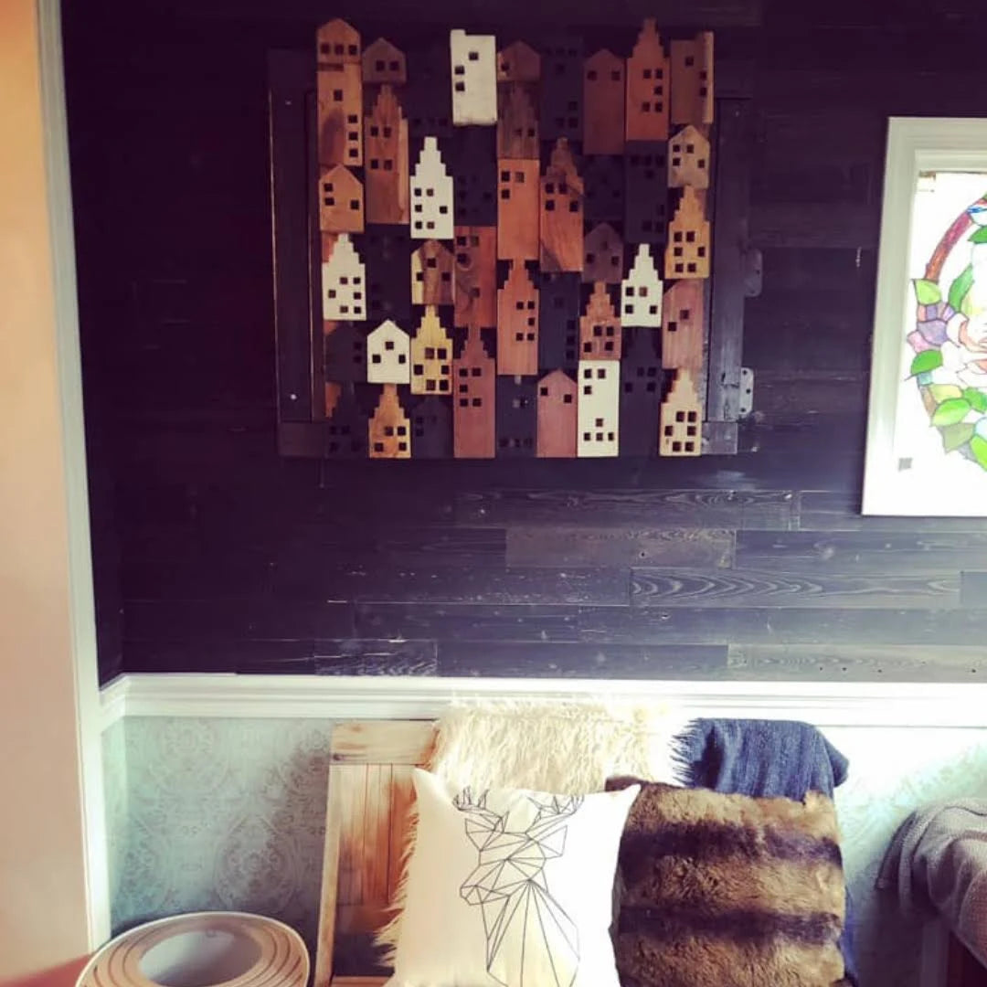 Peel and Stick Reclaimed Black Ice Wood Planks Z954370
