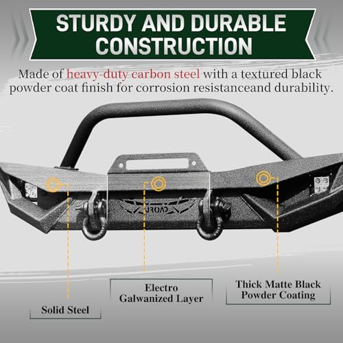 Front Bumper with LED Lights, 2 x D-Rings, Winch Plate U257456