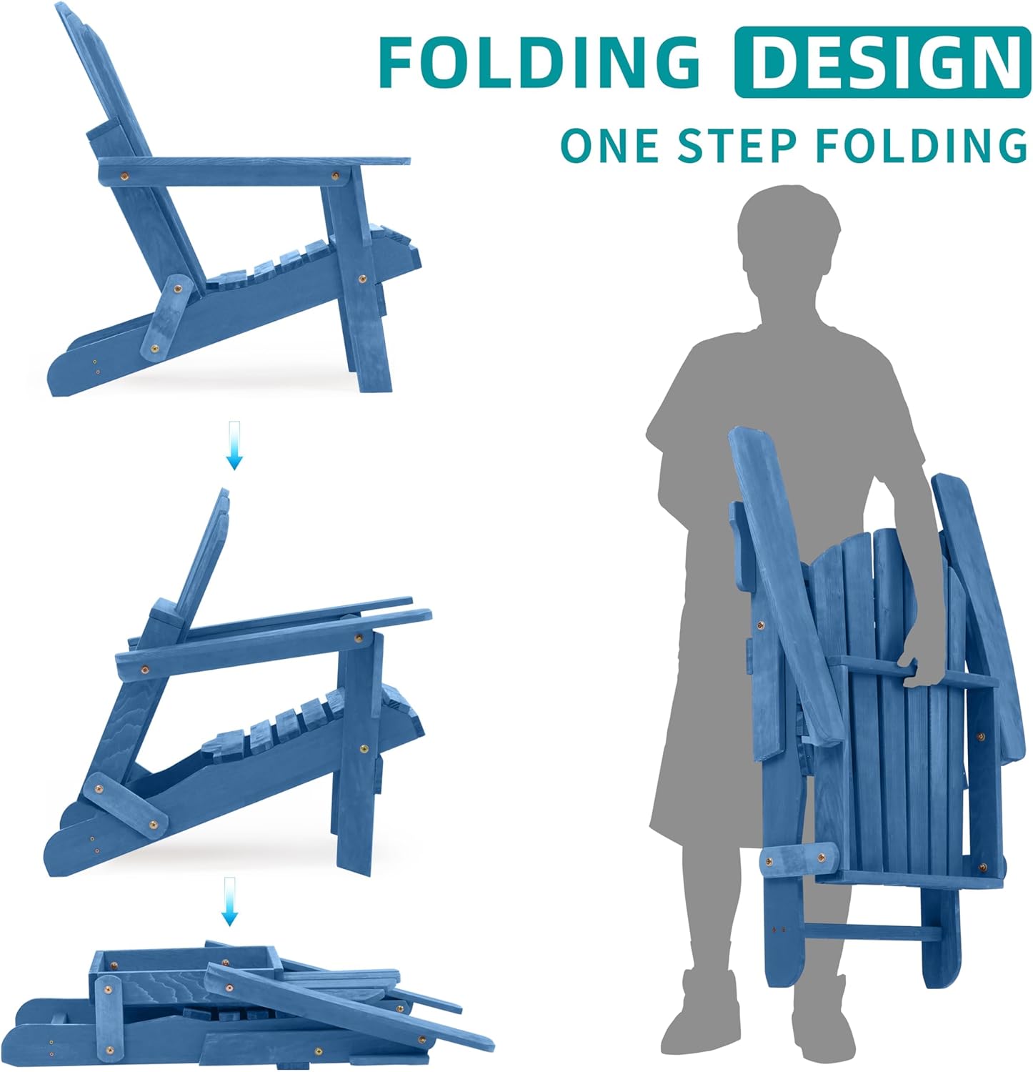 Oversize Wooden Outdoor Folding Adirondack Chair Y2996