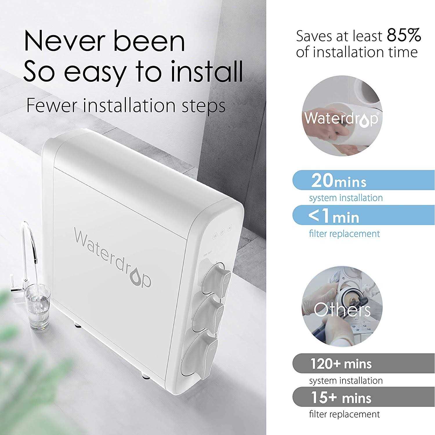 3-Stage Under Sink Tankless Drinking Water Filtration System F9395