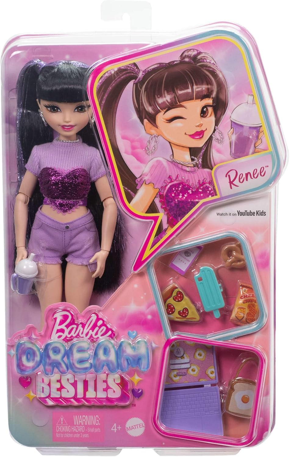 Renee Posable Fashion Doll with Long Black Hair, 11 Pieces G182264