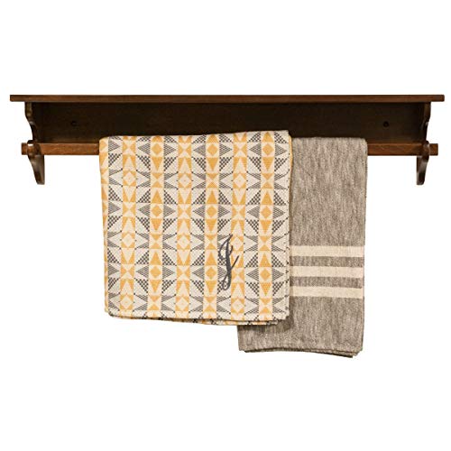 Mounted Quilt Rack with Shelf – Quilt Wall Hangers with Display Shelf – Rustic Quilt Wall Hangers (Oak Wood, 48” L) K277
