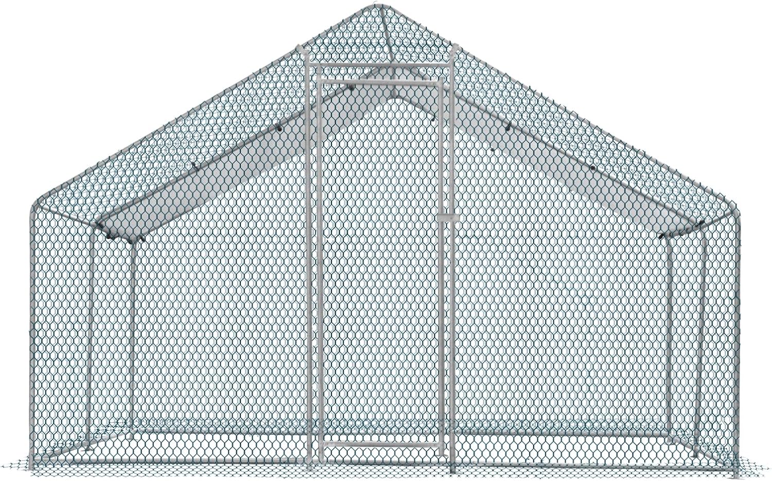 Large Metal Chicken Coop with Waterproof Cover T6903