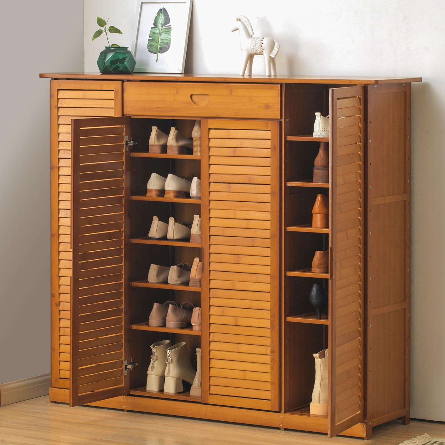 Bamboo 7-Tier Shoe Organizer with Drawer H45120