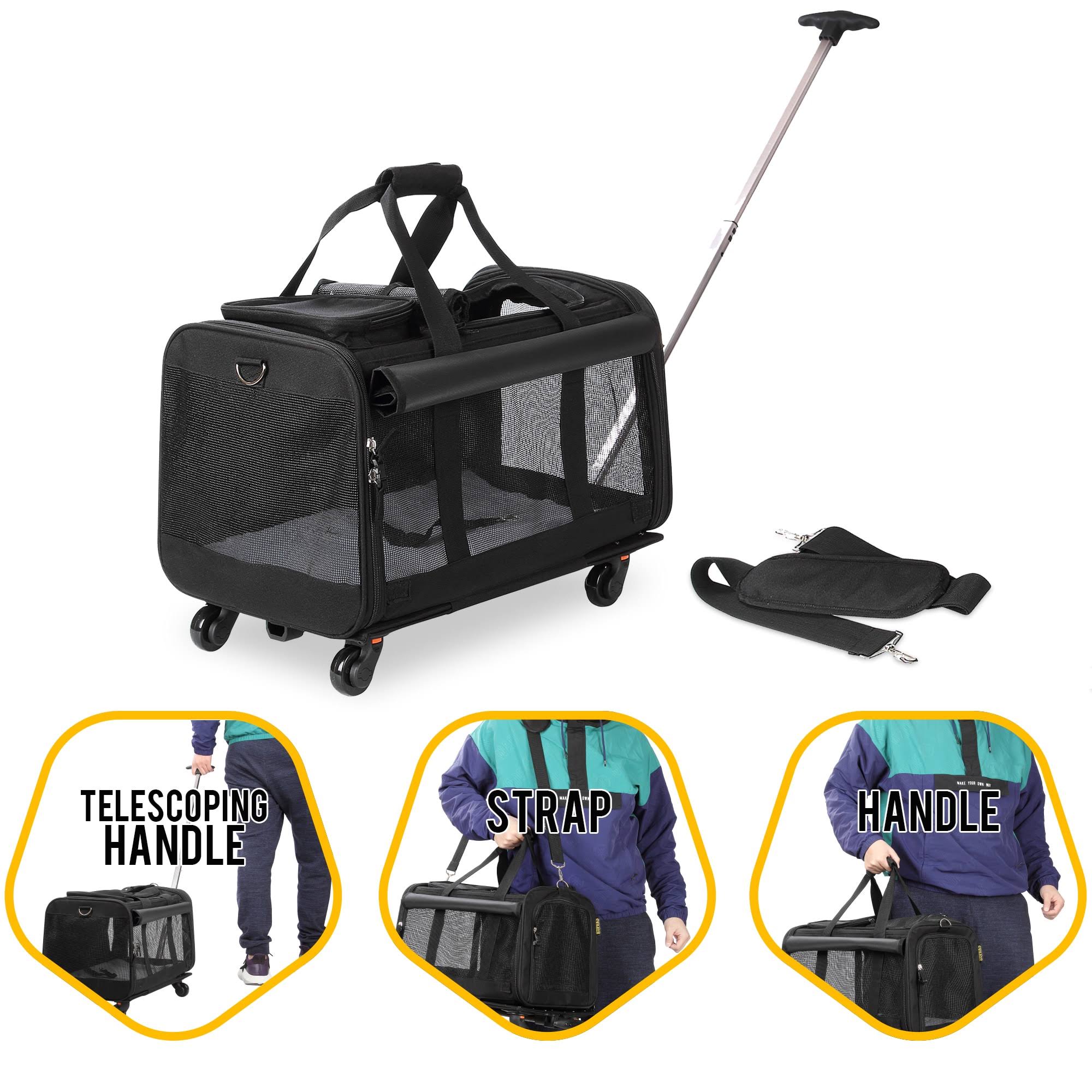 Black Pet Carrier with Detachable Wheels R5606