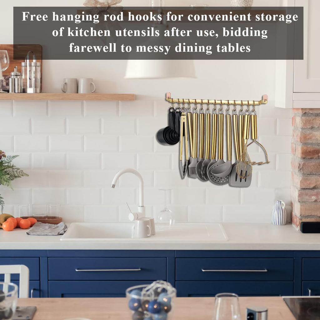 38 Piece Silicone Non-Stick Kitchen Utensils Set with Utensil Rack W832