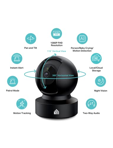1080p HD Smart Security Camera with Night Vision, White M221