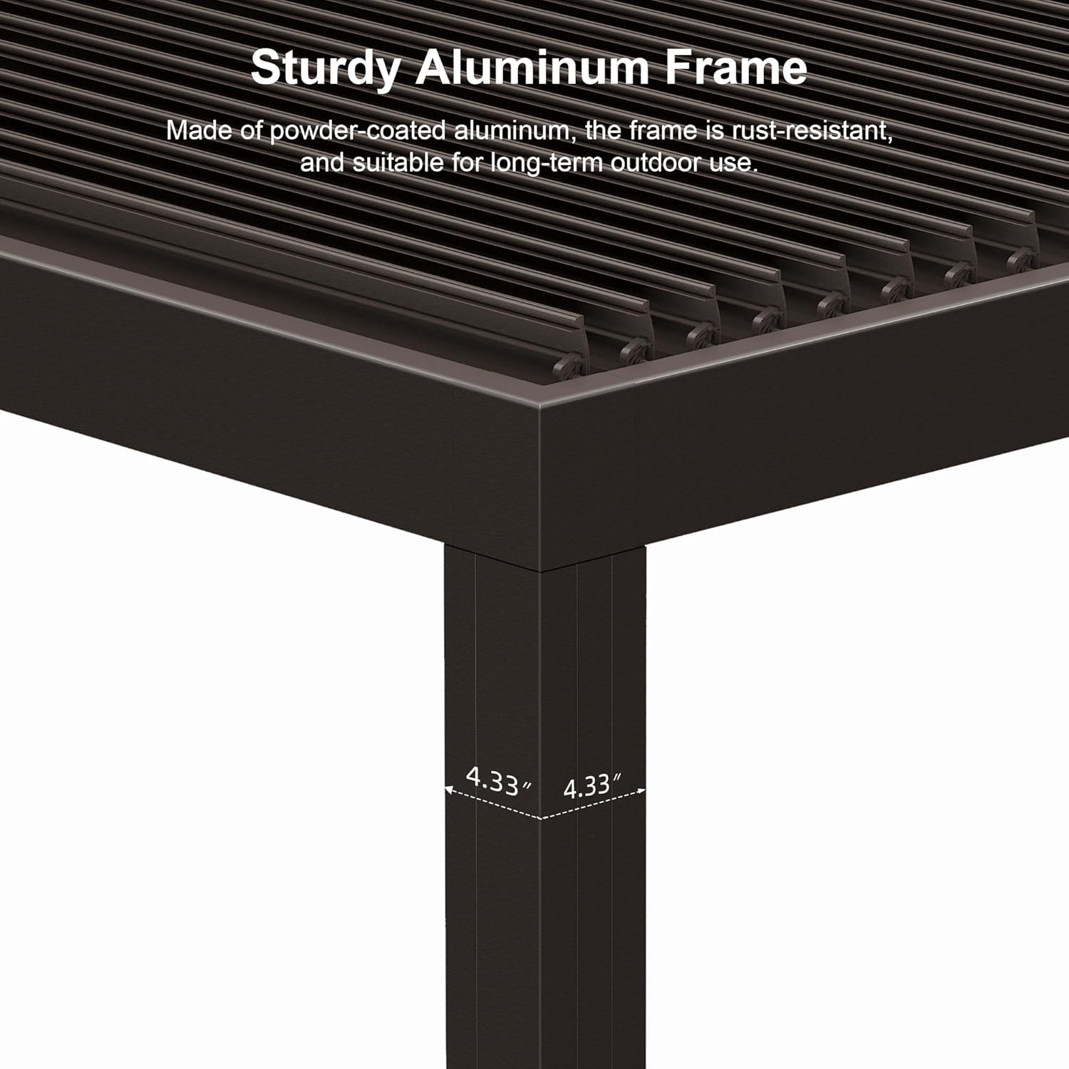 11' × 13' Louvered Aluminum Pergola with Roller Blinds Y6486