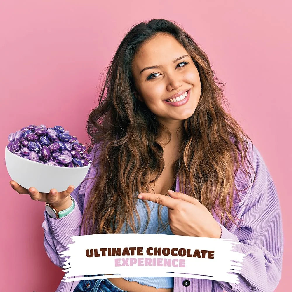 Purple Foil Chocolate Mini Eggs Candy, 2 Pounds P44973