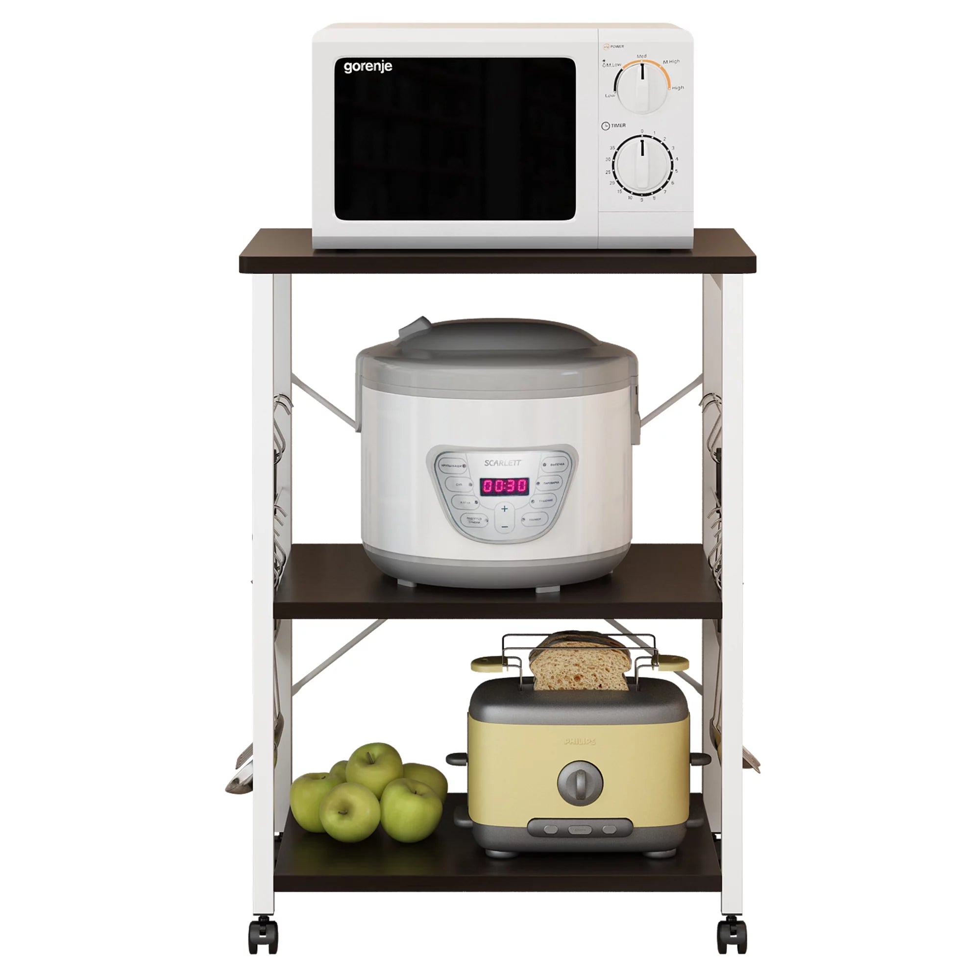 3-Tier Rolling Kitchen Cart with Microwave Stand Q384203