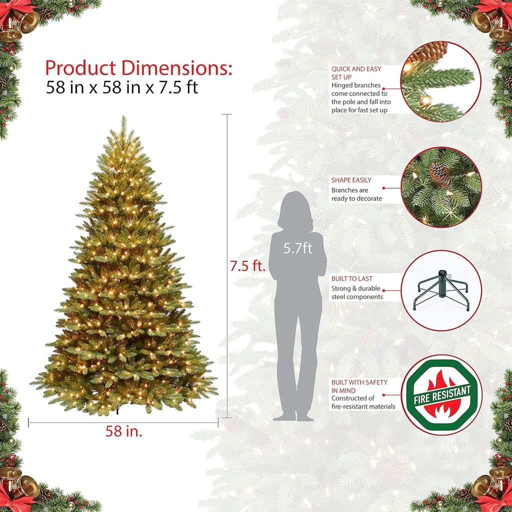 7.5 Foot Pre-Lit Fraser Fir Artificial Christmas Tree with 750 Clear Lights L920