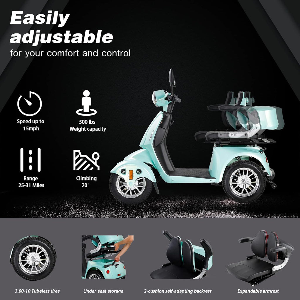 Electric 4-Wheel Mobility Scooter 800W 500lbs 30 Miles Adjustable Scooter A12268