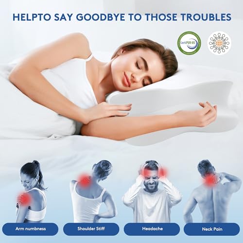Cooling Contour Memory Foam Cervical Pillow with Pillowcase F70252
