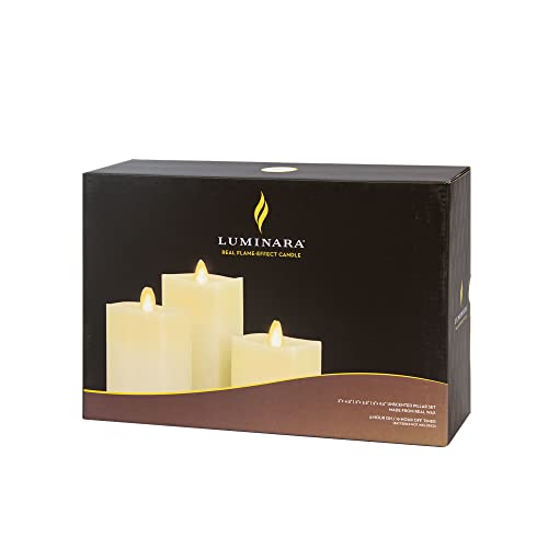 Set of 3 LED Pillar Candles with Remote (Ivory) D30205