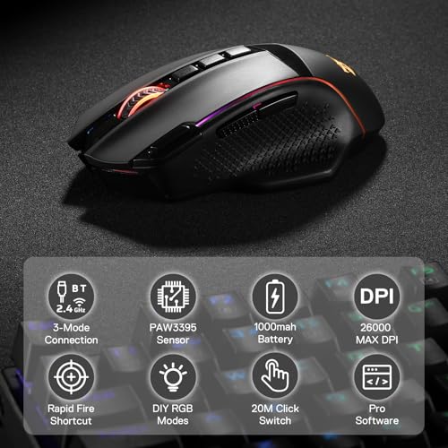 Wireless Gaming Mouse with 10000 DPI and 8 Macro Buttons W812885