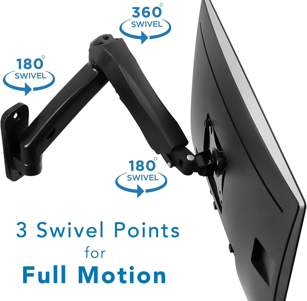 Full Motion Gas Spring Monitor Wall Mount Arm for 13-32 Inch Screens U355