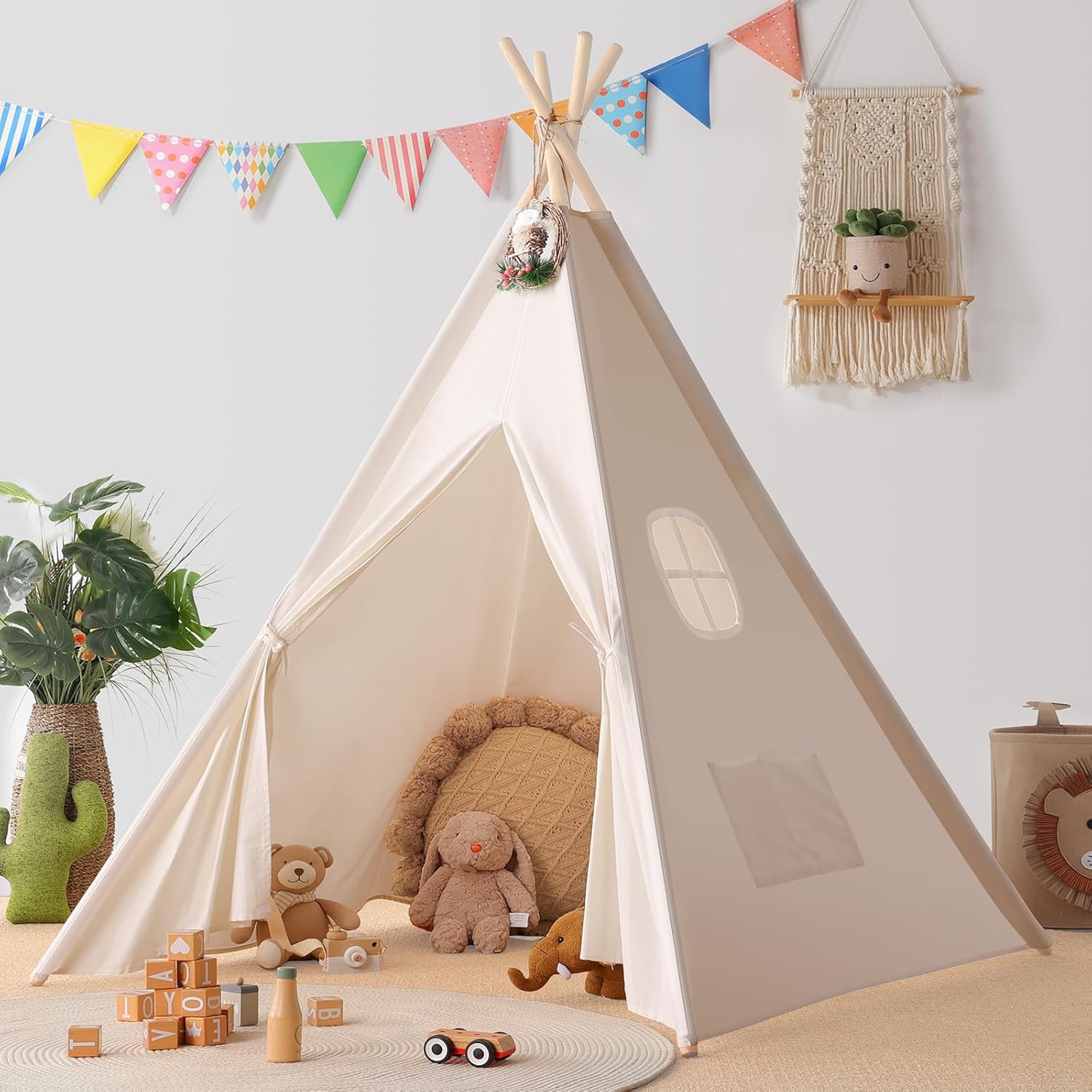 Natural Canvas Teepee Play Tent with Carry Case N151