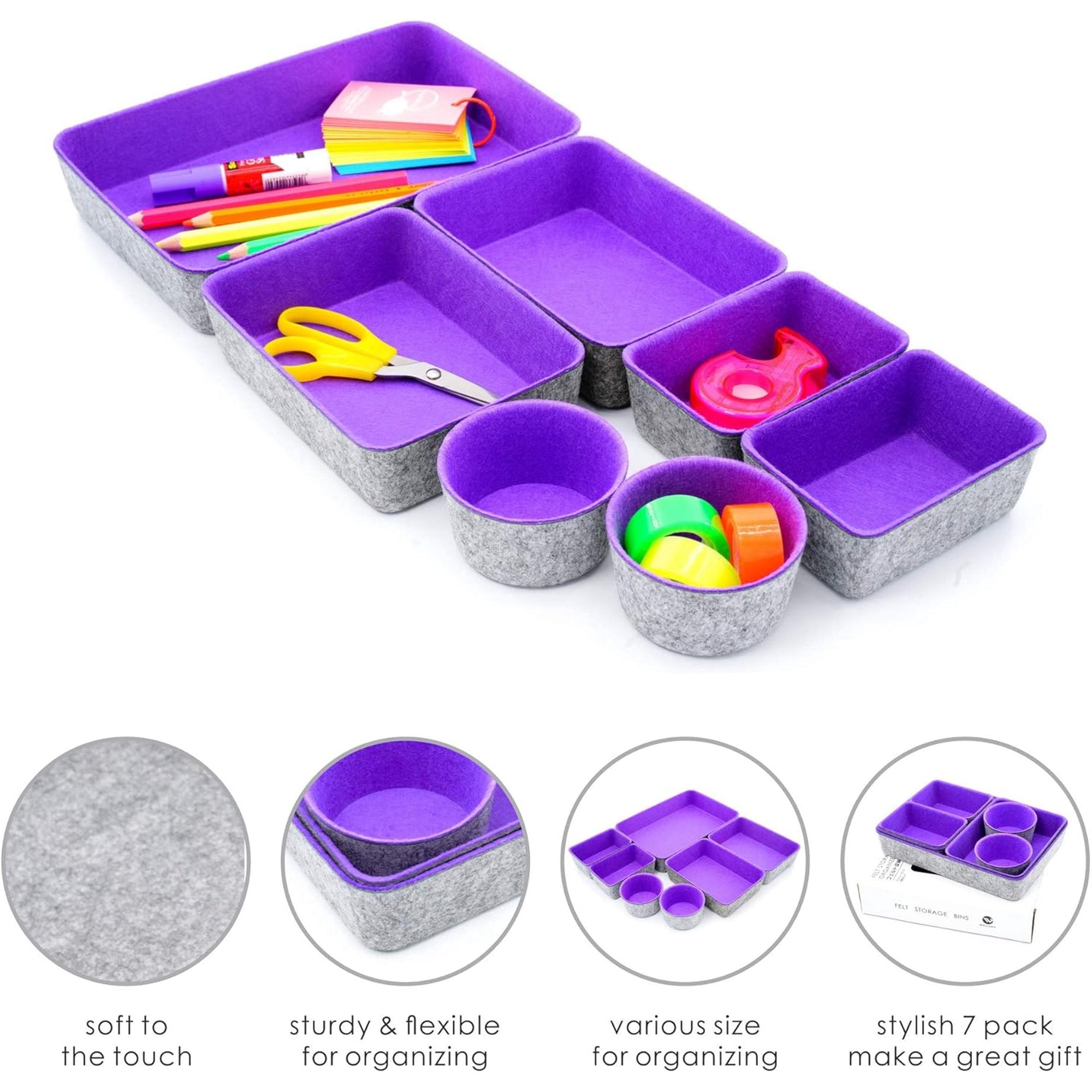7-Piece Beige Felt Drawer Organizers E496360