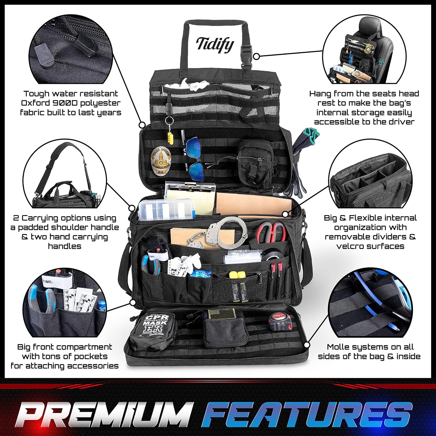Tactical Gear Bag with MOLLE Organizer, Heavy Duty & Water Resistant B11427
