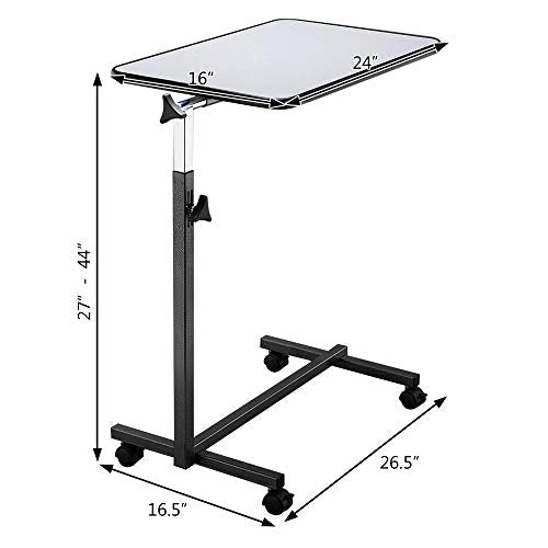 Dark Wood Grain Color Tilting Overbed Table with Wheels P781080