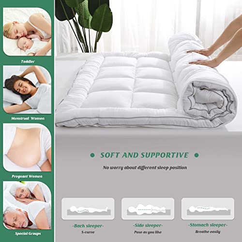 Twin XL Size Cooling Mattress Pad Cover Rayon from Bamboo Quilted Fitted Mattress Topper with 19 Inches Deep Pocket N2184