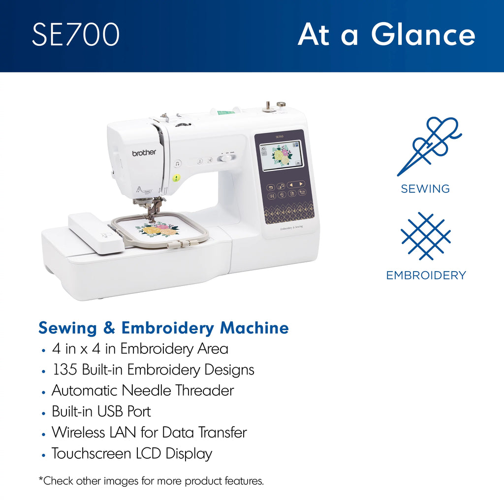 Computerized Sewing & Embroidery Machine with Built-in Designs & Wireless Connectivity D741142