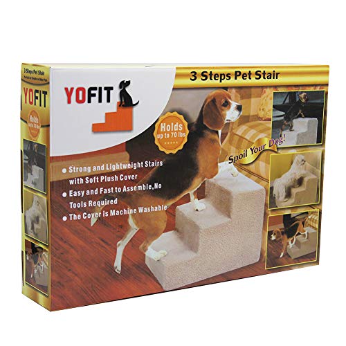 Non-Slip 3 Steps Foldable Plastic Pet Stairs with Washable Carpet W33120
