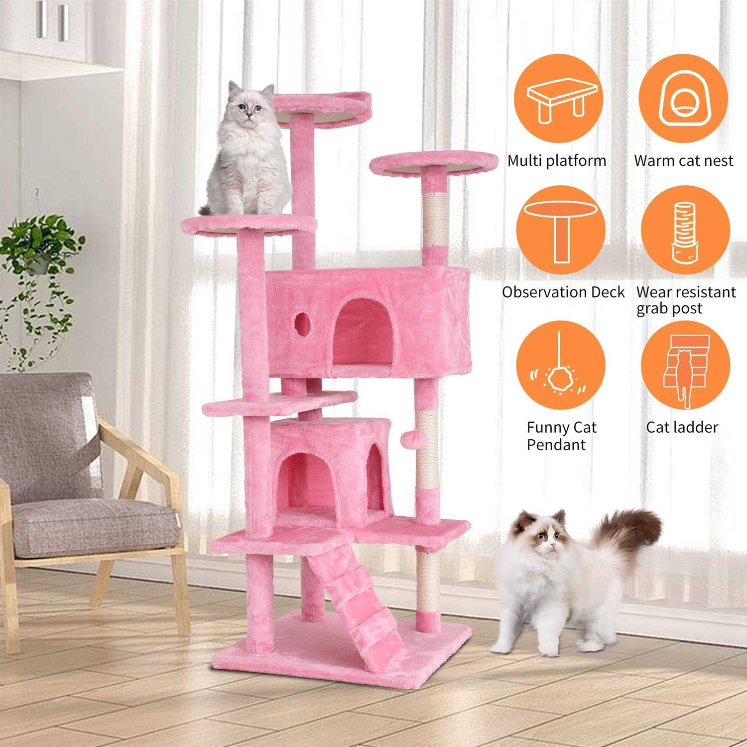 54in Cat Tree Tower with Scratching Posts B65087