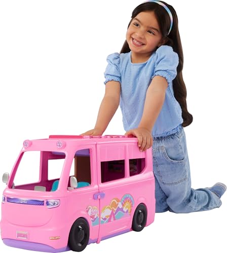 Dream Camper Playset with Roof Tent, Swing Chair, Fishing Pond, BBQ Grill & 60+ Accessories E858