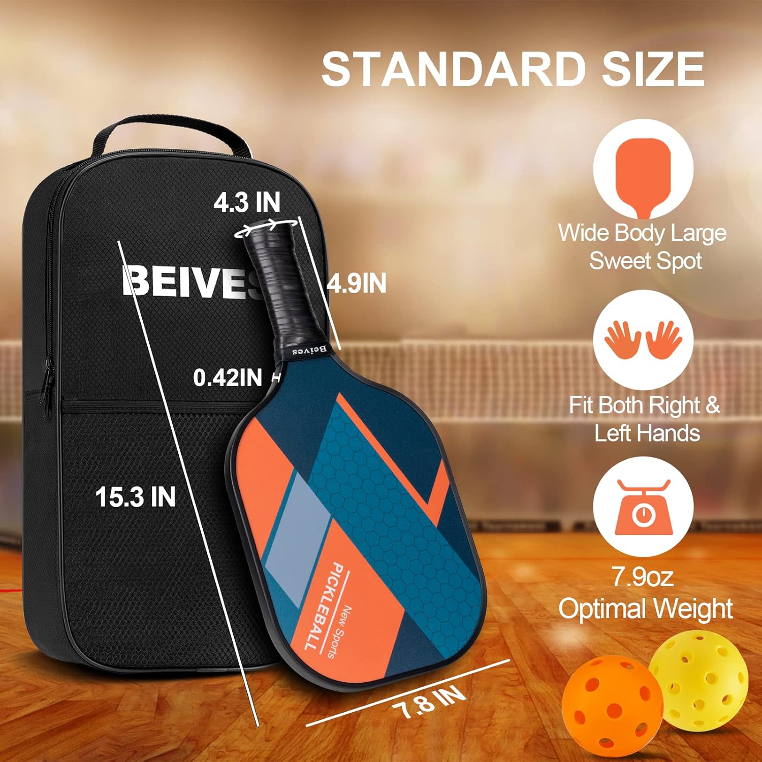 Set of 4 Lightweight Pickleball Paddles with Carry Bag G560