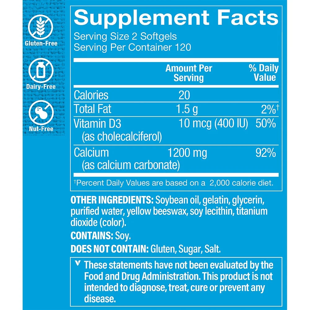 Calcium with Vitamin D3 1,200MG 240 Softgels K248