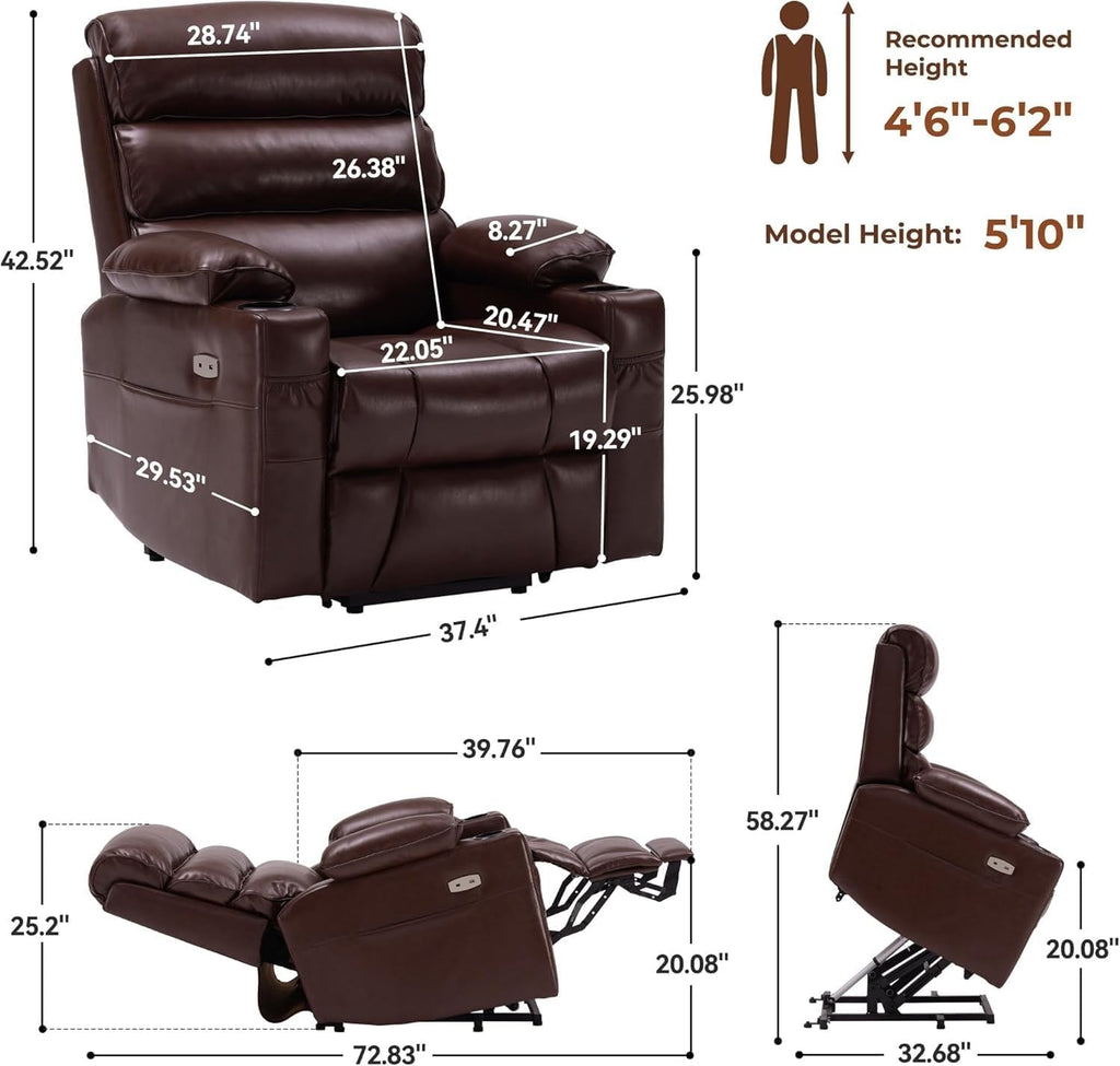 Leather Power Lift Recliner Chair with Massage and Heated F199