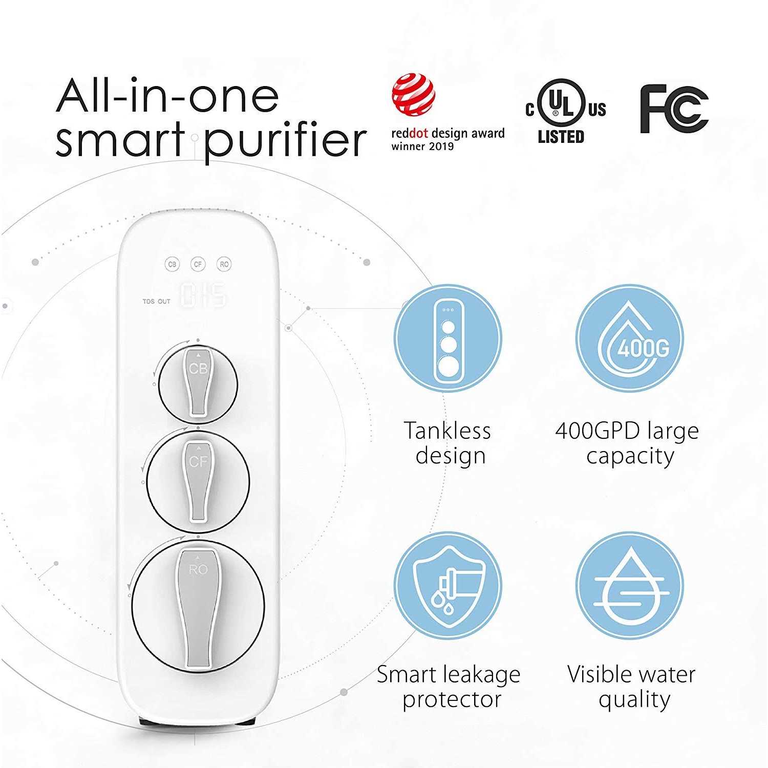 3-Stage Under Sink Tankless Drinking Water Filtration System F9395