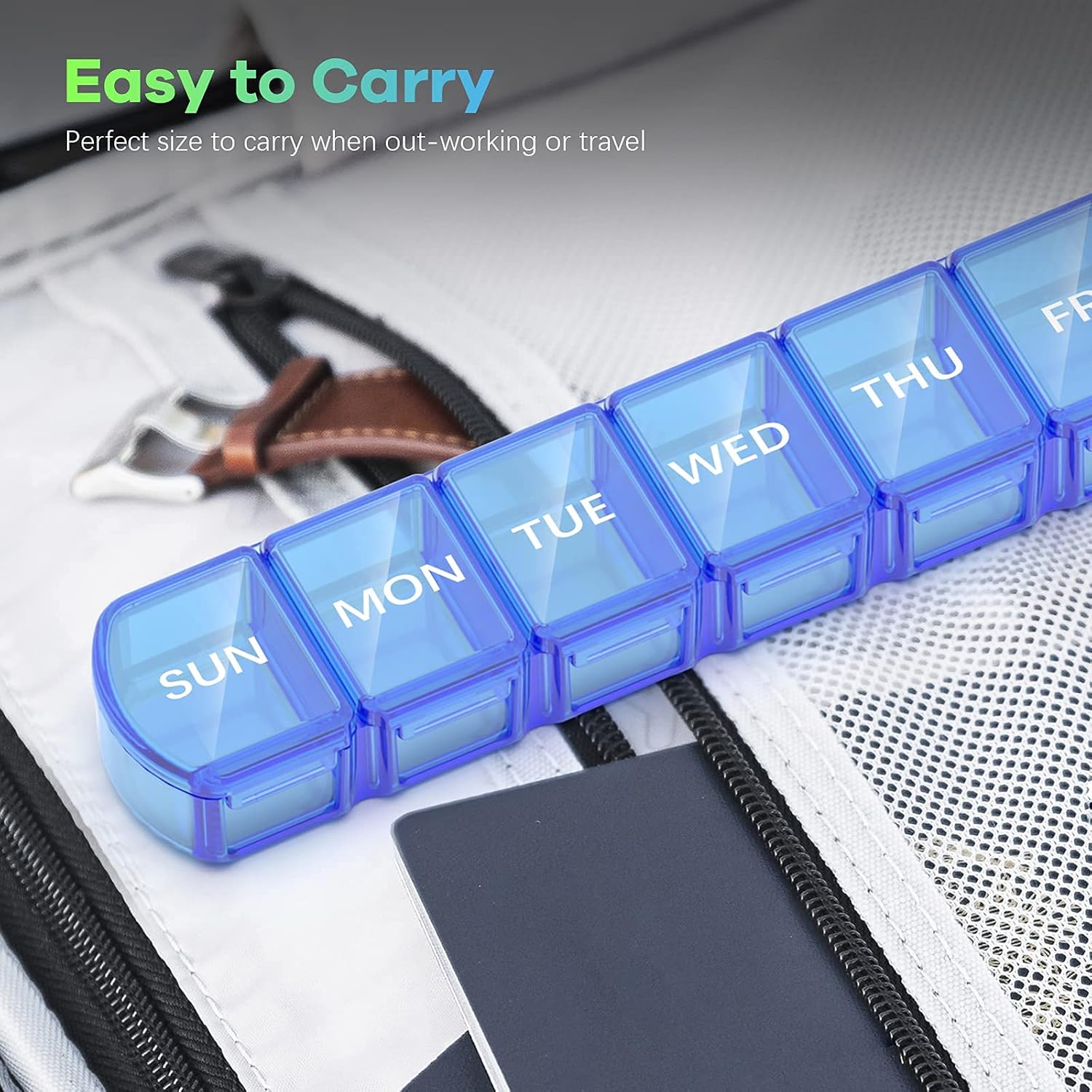 Blue+Green Extra Large Pill Organizer 2 Pack 7 Day Weekly Pill Case A40572