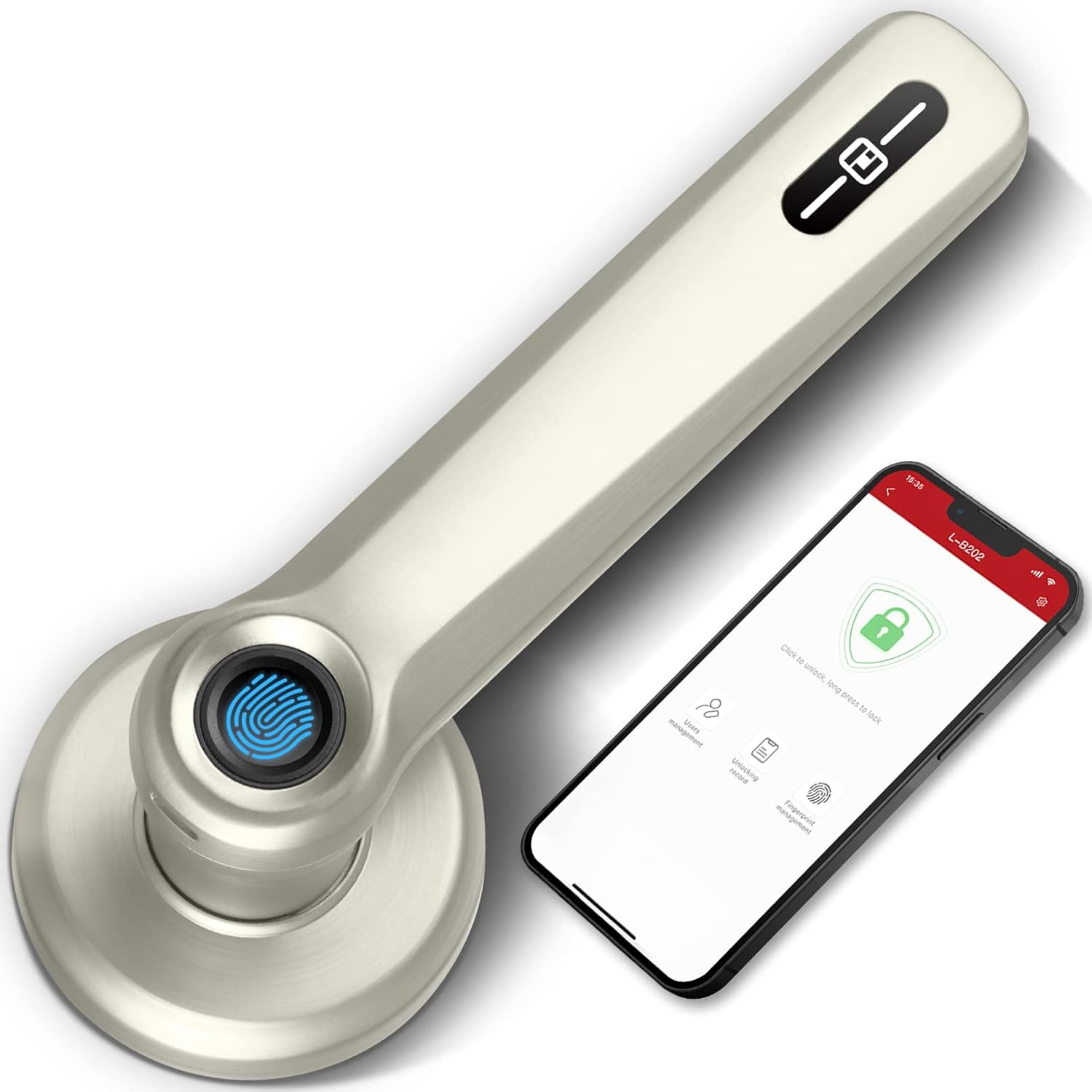 Silver Smart Door Lock with Fingerprint D72018