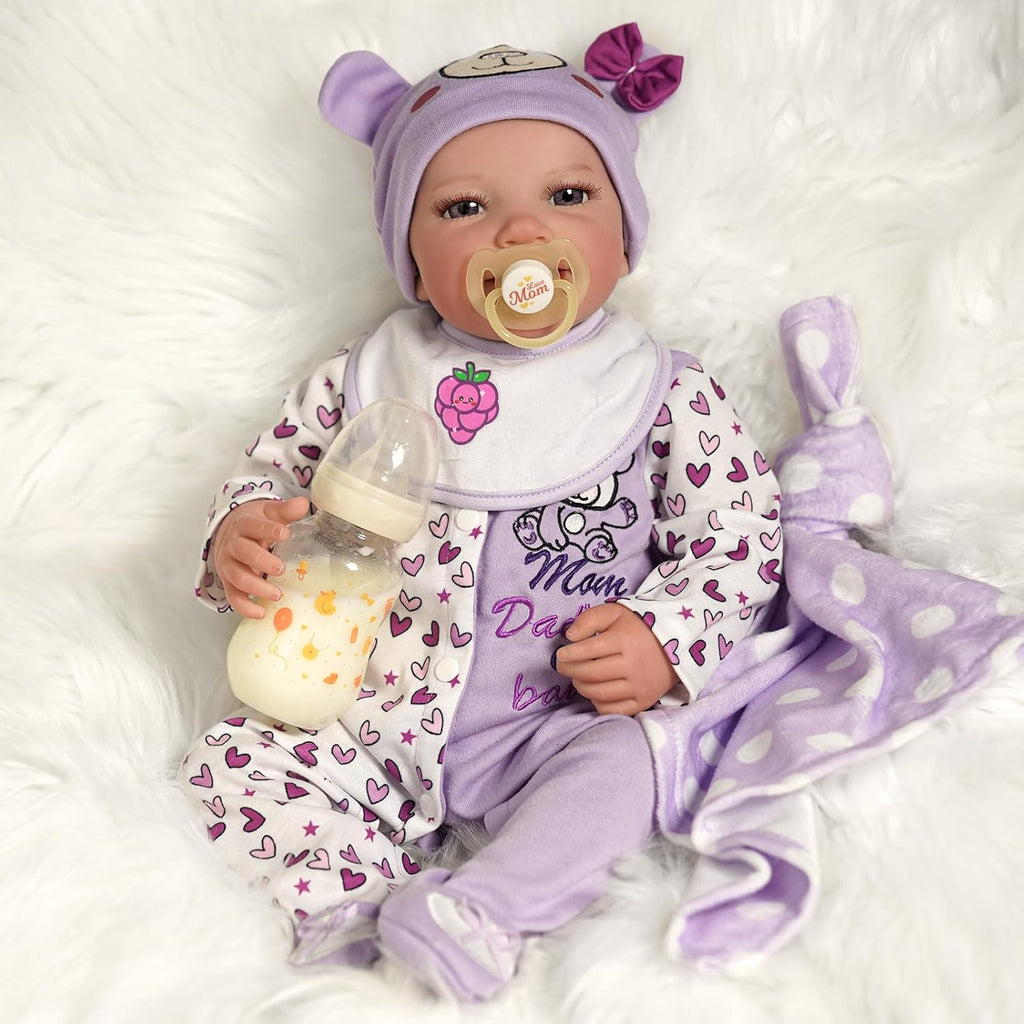 20 Inch Soft Body Realistic Reborn Baby Doll with Bassinet H5046