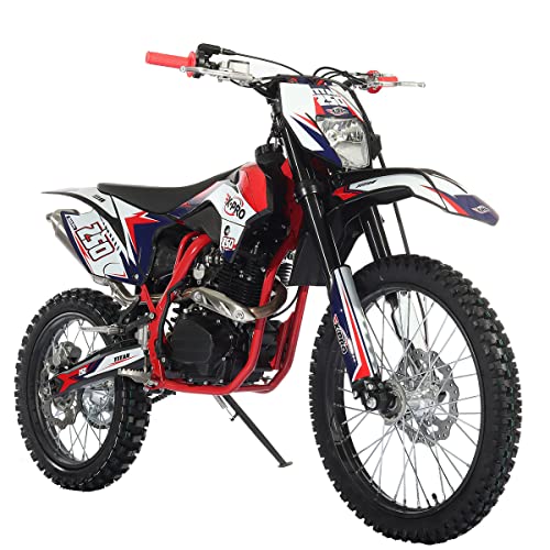250cc Dirt Bike with LED Light Gas Dirt Bikes Adult Pitbike, Big 21"/18" Wheels H92377