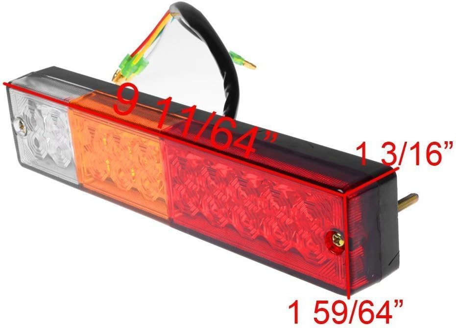 20-LED Truck Trailer Tail Light Turn Signal Reverse Brake Light, 3W 12V Red-Amber-White Waterproof (Pack of 2) G347437