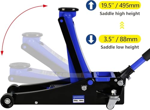3 Ton Low Profile Floor Jack with Dual Pistons Quick Lift Pump M61039