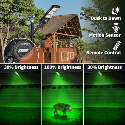 Solar Green Light for Hunting with Remote and 19" Bracket R841