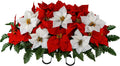 Red and White Artificial Poinsettias Saddle F49499