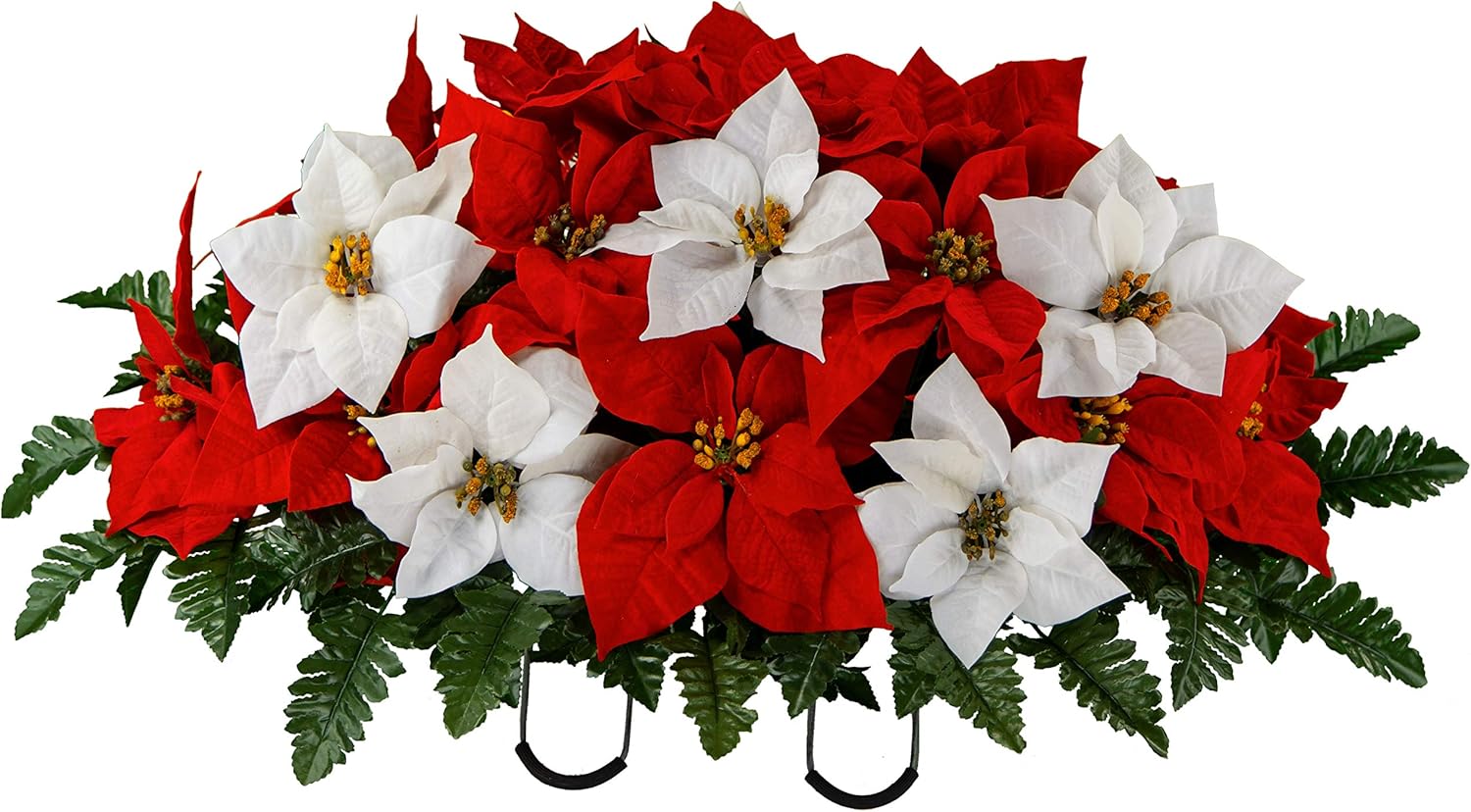Red and White Artificial Poinsettias Saddle F49499