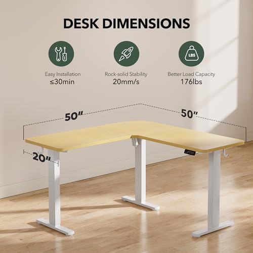 White L Shaped Electric Height Adjustable Desk W940