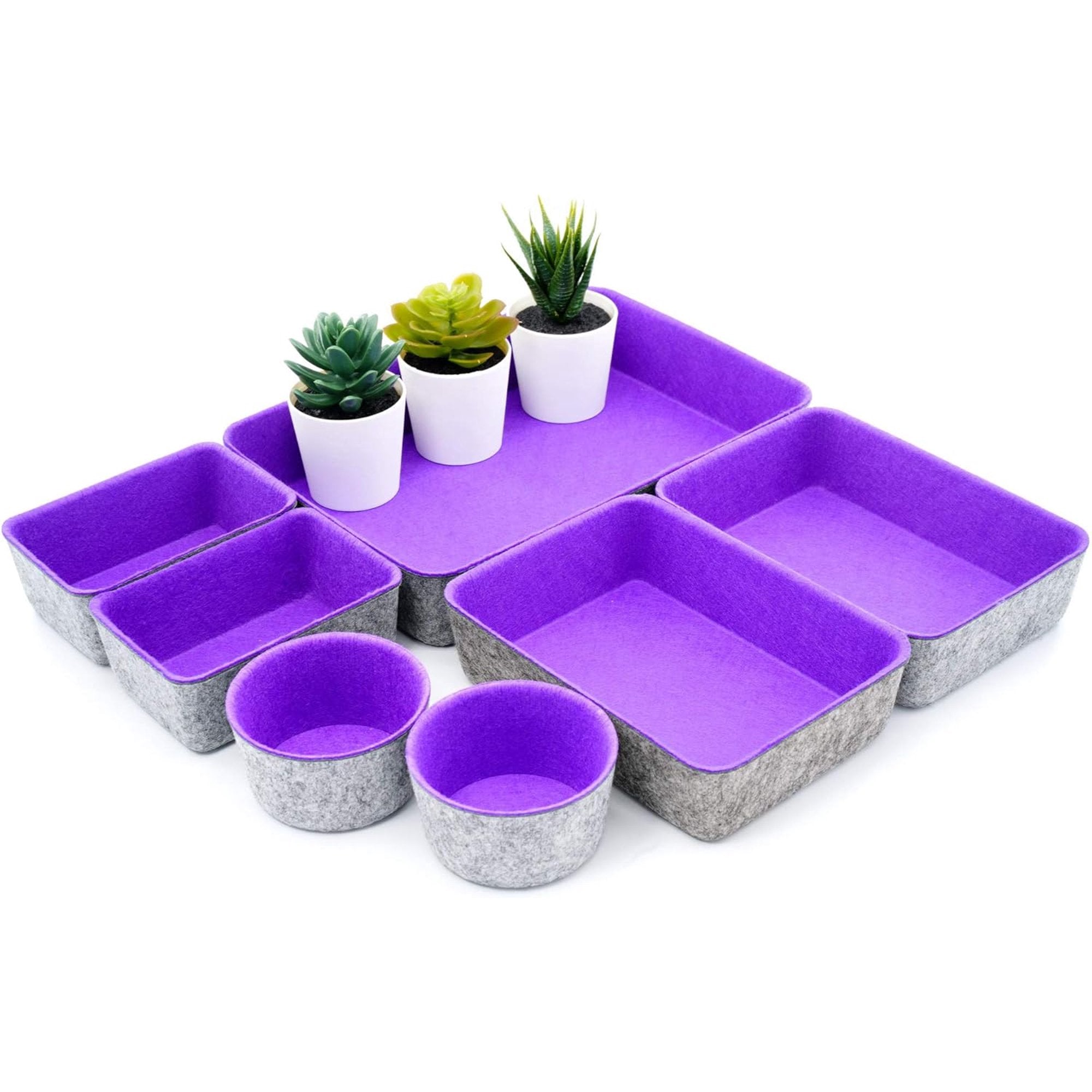 7-Piece Beige Felt Drawer Organizers E496360