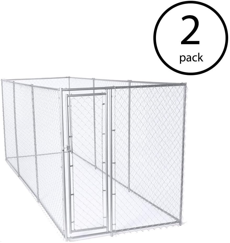 10 x 10 Foot Heavy Duty Outdoor Chain Link Dog Kennel with Door (2 Pack) J506810