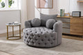 Oversized Chenille Tufted Accent Barrel Chair with 3 Pillows B563569