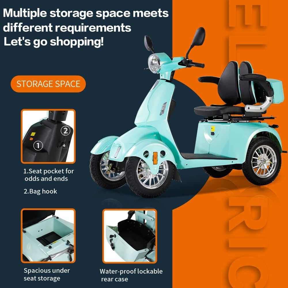Electric 4-Wheel Mobility Scooter 800W 500lbs 30 Miles Adjustable Scooter A12268